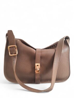 Japanese Luxe NAGATANI Handmade Shoulder Bag Swiss Leather Slouchy Taupe Tan